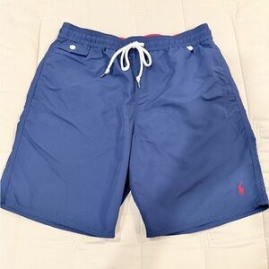 Polo Ralph Lauren swim trunks. LIKE NEW. Med,Blue with red/white accents